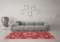 Machine Washable Abstract Red Modern Rug, wshabs651red