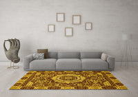 Machine Washable Abstract Yellow Modern Rug, wshabs651yw