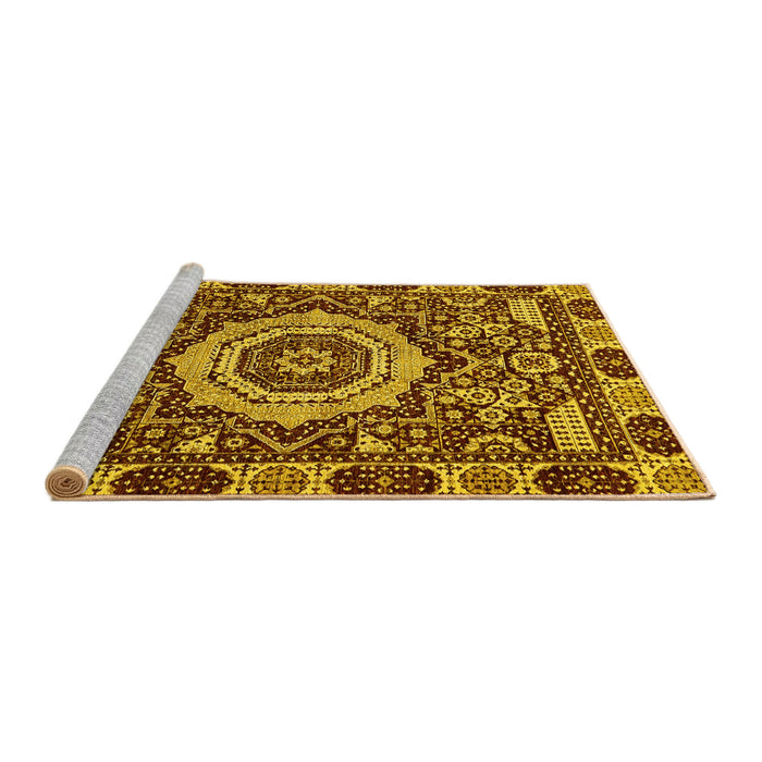 Sideview of Machine Washable Abstract Yellow Modern Rug, wshabs651yw