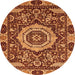 Round Machine Washable Abstract Orange Modern Area Rugs, wshabs651org