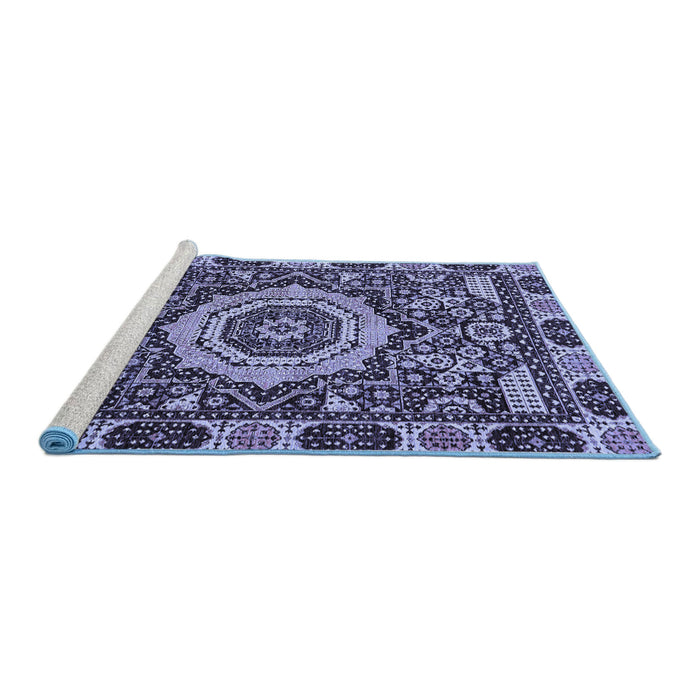 Sideview of Machine Washable Abstract Blue Modern Rug, wshabs651blu