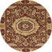 Round Machine Washable Abstract Orange Rug, wshabs651