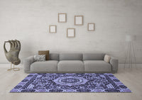 Machine Washable Abstract Blue Modern Rug, wshabs651blu