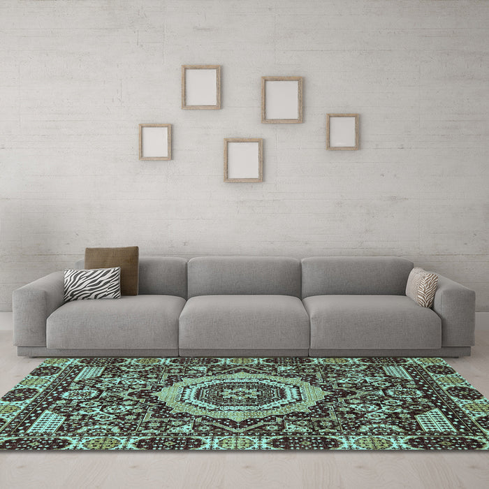 Machine Washable Abstract Light Blue Modern Rug in a Living Room, wshabs651lblu