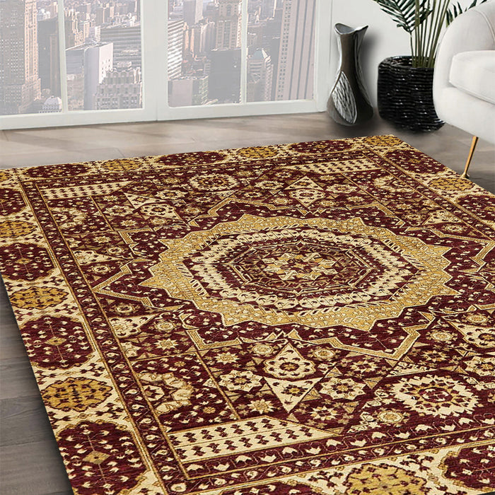 Machine Washable Abstract Orange Rug in a Family Room, wshabs651