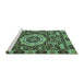 Sideview of Machine Washable Abstract Turquoise Modern Area Rugs, wshabs651turq