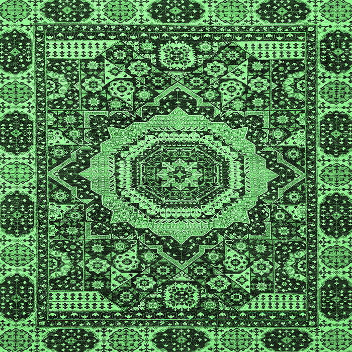 Square Machine Washable Abstract Emerald Green Modern Area Rugs, wshabs651emgrn
