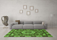 Machine Washable Abstract Green Modern Rug, wshabs651grn