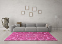 Machine Washable Abstract Pink Modern Rug, wshabs652pnk