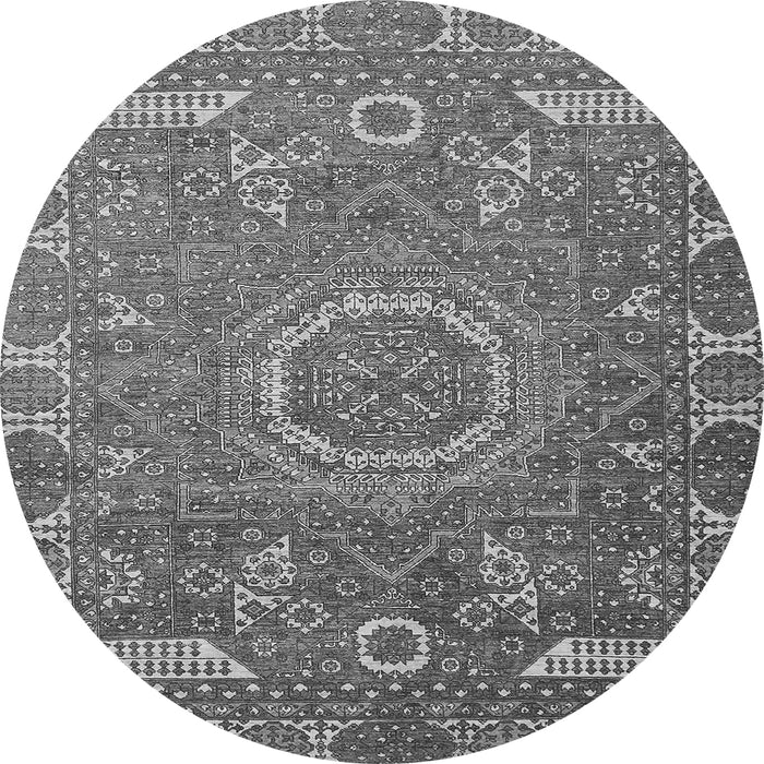 Round Machine Washable Abstract Gray Modern Rug, wshabs652gry