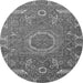 Round Machine Washable Abstract Gray Modern Rug, wshabs652gry