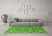 Machine Washable Abstract Green Modern Area Rugs in a Living Room,, wshabs652grn