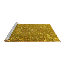 Sideview of Machine Washable Abstract Yellow Modern Rug, wshabs652yw