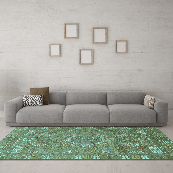 Machine Washable Abstract Light Blue Modern Rug in a Living Room, wshabs652lblu