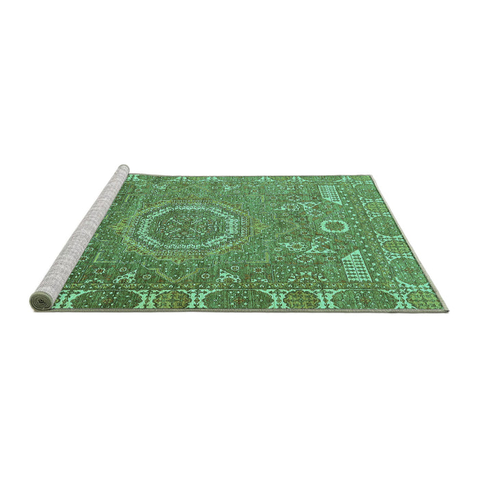 Sideview of Machine Washable Abstract Turquoise Modern Area Rugs, wshabs652turq