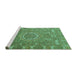 Sideview of Machine Washable Abstract Turquoise Modern Area Rugs, wshabs652turq