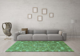 Machine Washable Abstract Turquoise Modern Area Rugs in a Living Room,, wshabs652turq