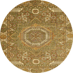 Round Machine Washable Abstract Yellow Rug, wshabs652