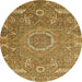 Round Machine Washable Abstract Yellow Rug, wshabs652