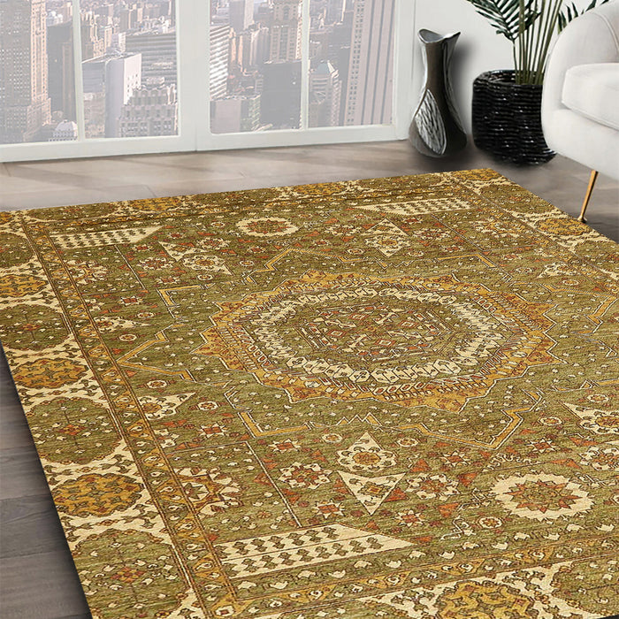 Machine Washable Abstract Yellow Rug in a Family Room, wshabs652