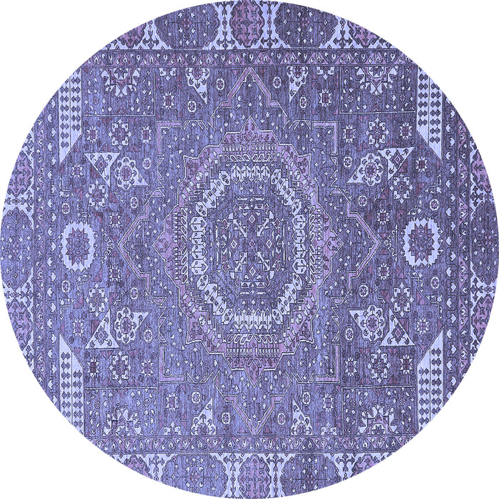 Round Machine Washable Abstract Blue Modern Rug, wshabs652blu
