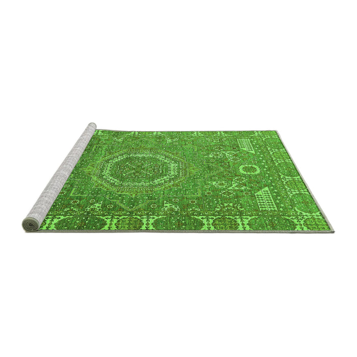 Sideview of Machine Washable Abstract Green Modern Area Rugs, wshabs652grn