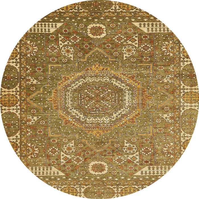 Round Abstract Yellow Modern Rug, abs652