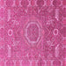 Square Machine Washable Abstract Pink Modern Rug, wshabs652pnk