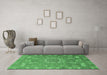 Machine Washable Abstract Emerald Green Modern Area Rugs in a Living Room,, wshabs652emgrn