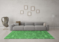 Machine Washable Abstract Emerald Green Modern Rug, wshabs652emgrn