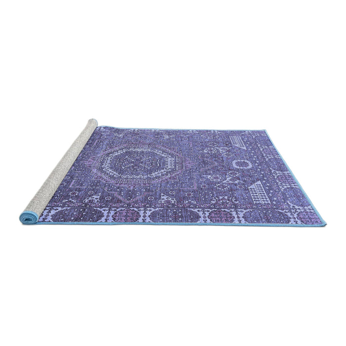 Sideview of Machine Washable Abstract Blue Modern Rug, wshabs652blu