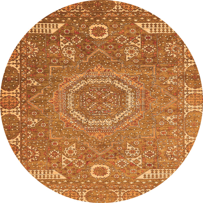 Round Machine Washable Abstract Orange Modern Area Rugs, wshabs652org