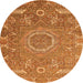 Round Machine Washable Abstract Orange Modern Area Rugs, wshabs652org