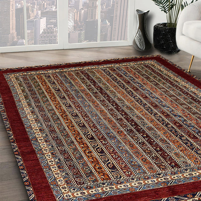 Machine Washable Abstract Dark Almond Brown Rug in a Family Room, wshabs653