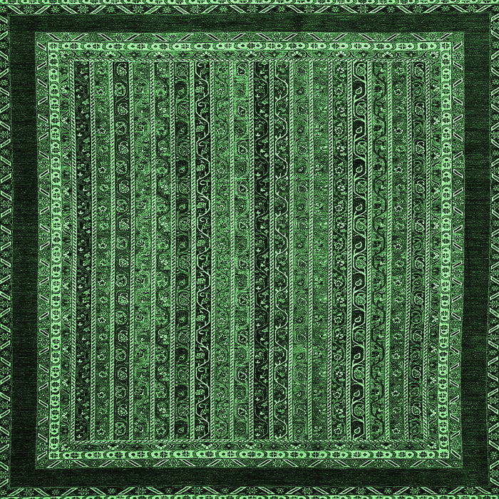 Square Machine Washable Abstract Emerald Green Modern Area Rugs, wshabs653emgrn