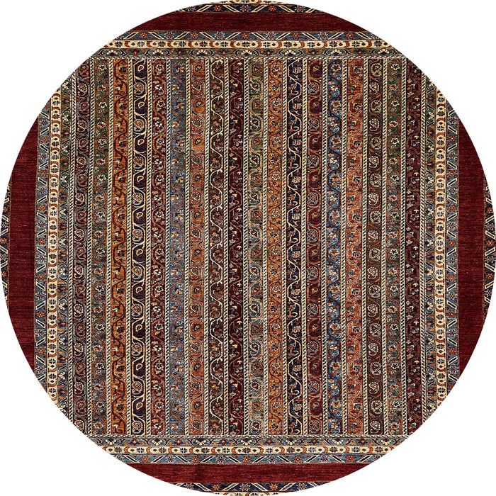 Round Abstract Dark Almond Brown Modern Rug, abs653