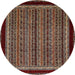 Round Abstract Dark Almond Brown Modern Rug, abs653