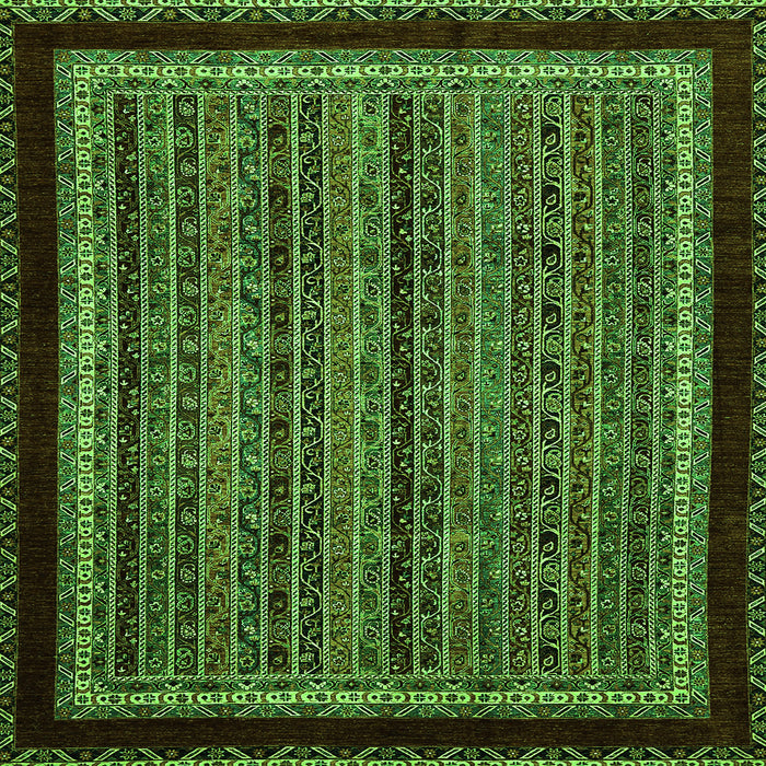Square Machine Washable Abstract Green Modern Area Rugs, wshabs653grn