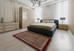 Abstract Dark Almond Brown Modern Rug in a Bedroom, abs653