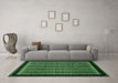 Machine Washable Abstract Emerald Green Modern Area Rugs in a Living Room,, wshabs653emgrn