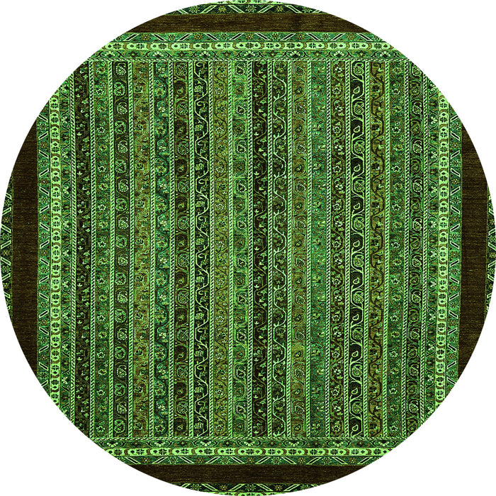 Round Abstract Green Modern Rug, abs653grn