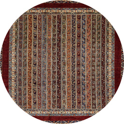 Round Machine Washable Abstract Dark Almond Brown Rug, wshabs653