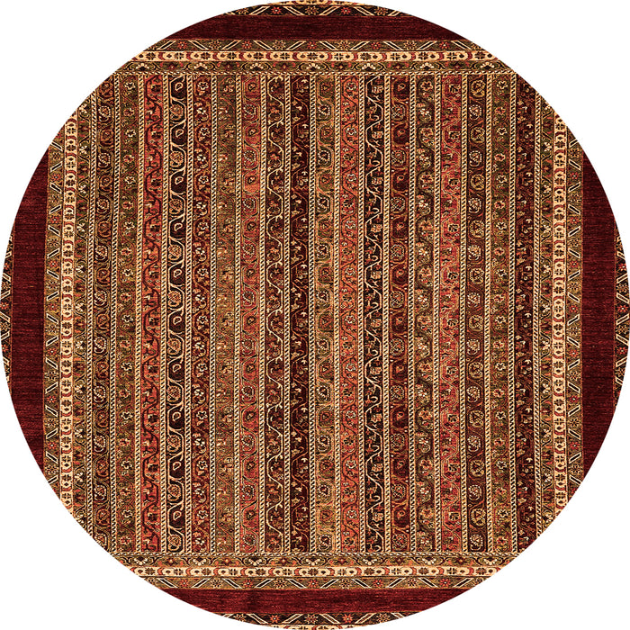 Round Machine Washable Abstract Orange Modern Area Rugs, wshabs653org