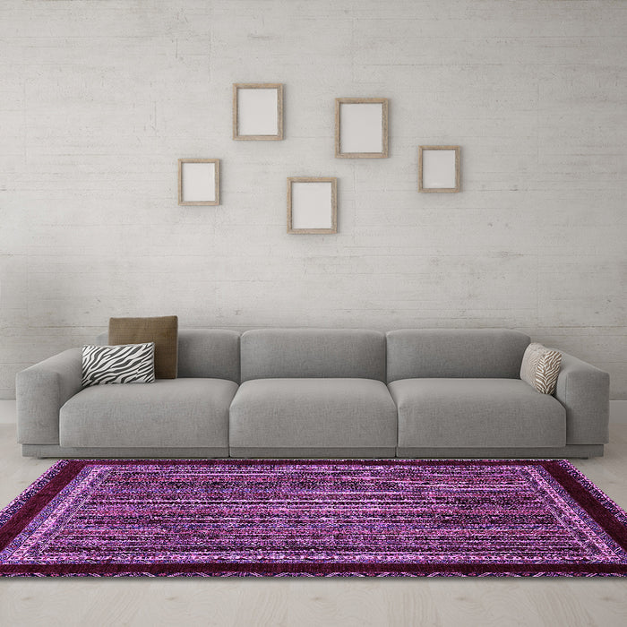 Machine Washable Abstract Purple Modern Area Rugs in a Living Room, wshabs653pur