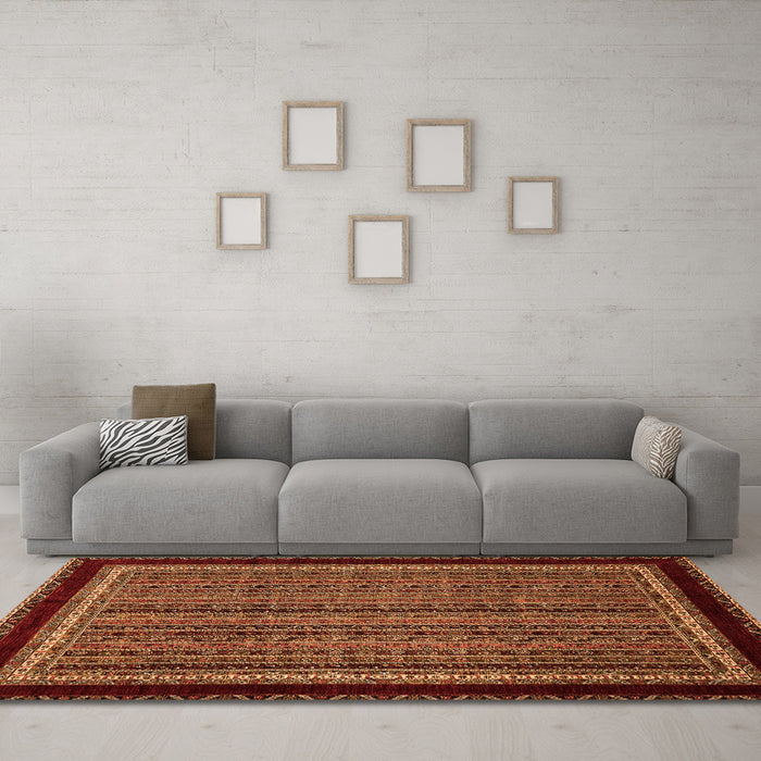 Machine Washable Abstract Orange Modern Area Rugs in a Living Room, wshabs653org