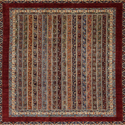 Square Abstract Dark Almond Brown Modern Rug, abs653