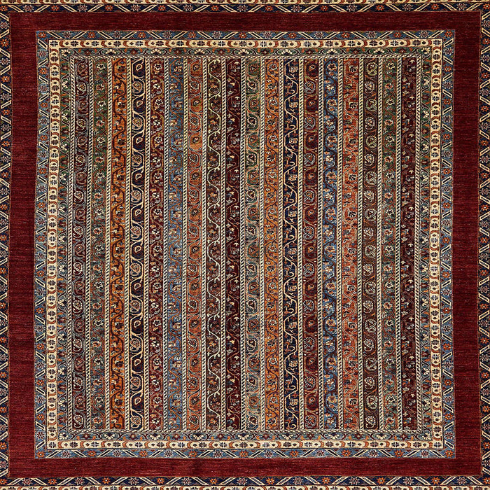 Square Abstract Dark Almond Brown Modern Rug, abs653