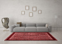 Machine Washable Abstract Red Modern Rug, wshabs653red