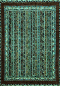 Abstract Turquoise Modern Rug, abs653turq