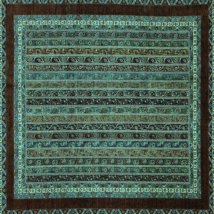 Square Abstract Turquoise Modern Rug, abs653turq